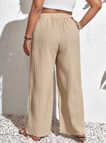 SHEIN Frenchy Plus Solid Plisse Wide Leg Pants