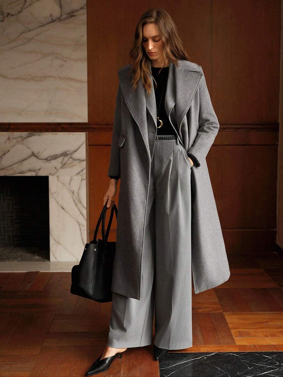 MOTF PREMIUM 剪裁合身的褶皱西装裤