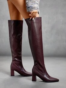 CUCCOO SZL Fashionable Autumn/Pointed Toe Stiletto Thigh-High Boots, Sexy Party Wear For And Spring Shoes Spring Break Easter - Burgundy - View 1