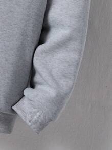 SHEIN Teen Boy All-Match Solid Color Versatile Hooded Zip-Up Sweatshirt