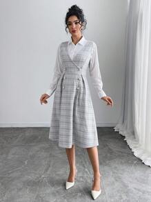 Chiquease Vestido de tirantes ajustables con lentejuelas elegante para mujer, diseño de cintura ajustada, falda a media pierna adecuada para salidas, fiestas, Navidad, Año Nuevo, San Valentín en invierno y primavera Outfit maxi para mujer - Blanco y Negro - Ver 4