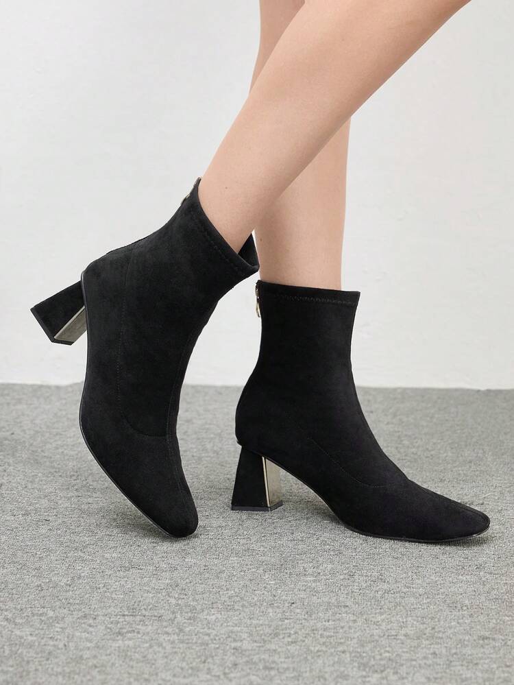 CUCCOO BIZCHIC Women's Solid Color Back Zipper Elegant Office Fashion Ankle Boots Spring Shoes Spring Break Easter