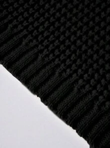 Men's Solid Color Casual Versatile Knitted Long Sleeve Cardigan Sweater - Black - View 3