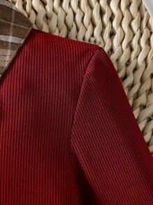 Vestido elegante de manga larga ajustado para ir al trabajo, estilo vintage de patchwork a cuadros, se puede usar como prenda exterior o como capa en otoño/invierno