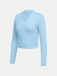 2 stuks/set tienermeisjes schattige Y2K-stijl roze gebreide V-hals ruches cropped top met lange mouwen en elastische uitlopende sterrenprint roze uitlopende broek outfit