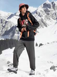 In My Nature Men's Letter Printed Pockets Drawstring Waist Loose Outdoor Long Pants