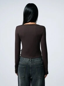 LYSMO T-shirt femme à manches longues de couleur unie avec cordon de serrage à l'ourlet, Ramadan