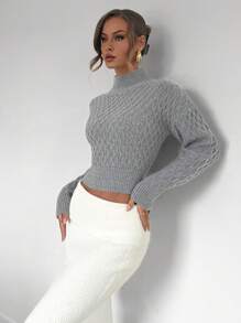 Chiquease Suéter holgado de cuello alto texturizado informal y suelto para mujer para otoño/invierno