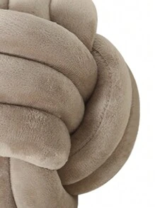 1入組水晶絨打結球枕頭裝飾，適用於沙發、窗座和客廳 - 卡其色 - 查看 5