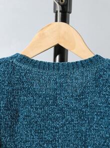 Tween Boy Tie-Up Design Round Neck Long Sleeve Sweater & Knit Pants Casual 2 Pieces Set, Autumn/Winter