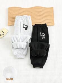 Cozy Pixies Quần Jogger lưng thun in chữ cho bé trai 2 món/bộ - Nhiều màu - Xem 4