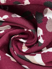 SHEIN Frenchy Vestido casual de manga farol con cintura fruncida y estampado completo, para otoño