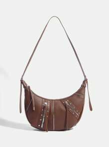 SHEIN ICON Bolso cruzado para mujer, bolso de hombro, bolso hobo, a la moda, personalizado, sencillo, versátil, de calle, dulce y genial para chicas, chicas calientes, estilo Y2K, retro, con remaches, vintage, adolescentes, estilo universitario, para la escuela, la universidad