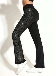 Cheerettes Strass-Verzierte Damen Sport Leggings für Tanztraining & Cheerleader Bühne