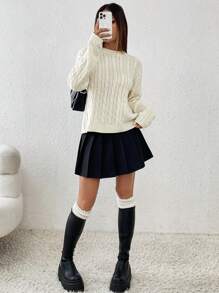 Calvaya Popular Loose Fit Round Neck Long Sleeve Knitted Warm Bowknot Sweater For Women, Color, Autumn/Winter