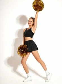 Cheerettes Fashionable Rhinestone Decorated Dance Training Sports Skirt Short Pants For Cheerleader Dance & Stage Athletic Skirt - Black - View 6