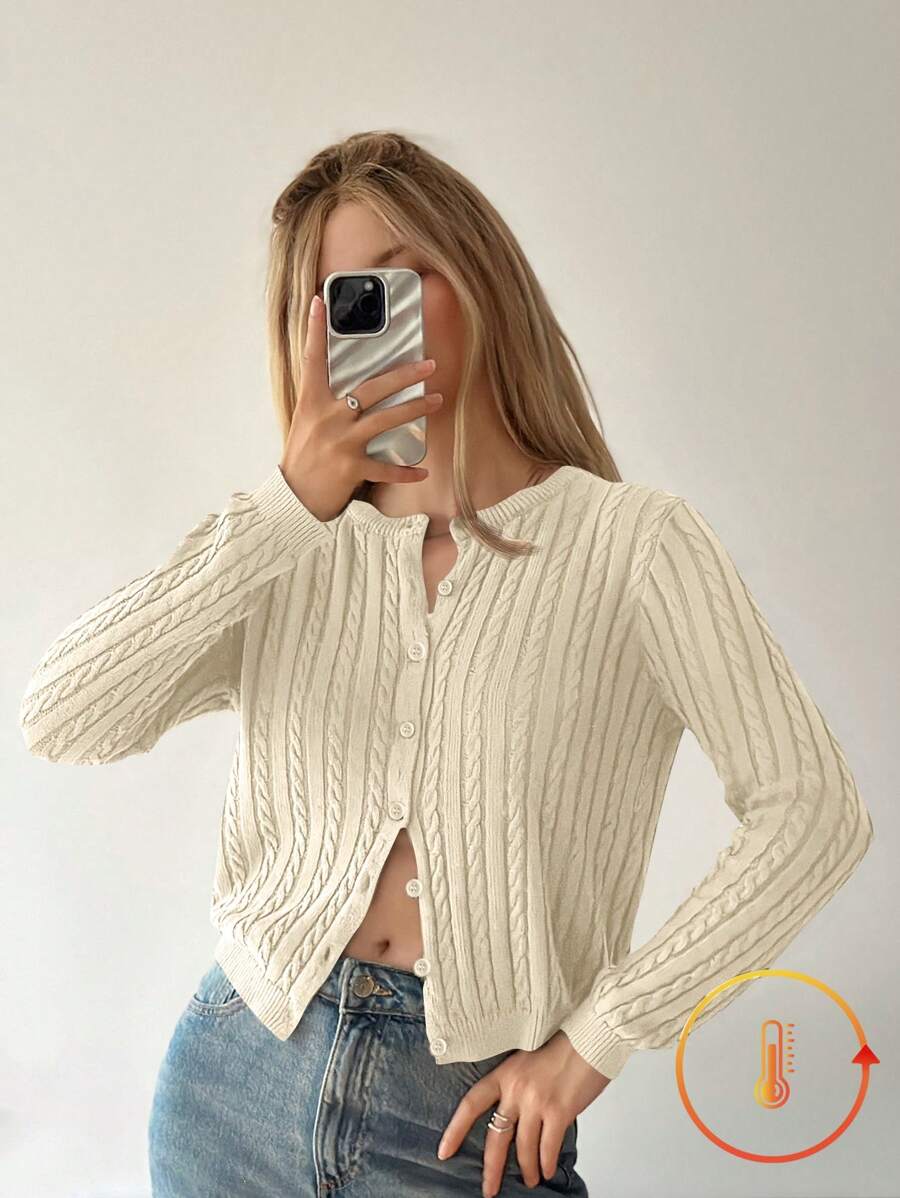 Forever 21 Trang phục nữ Trang phục nữ Áo len Cardigan Homecoming Váy nữ mùa thu Quần áo mùa thu Áo có tay Áo sơ mi mùa thu Áo len Áo mùa đông Quần áo nữ - Màu be - Xem 1