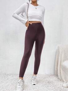 SHEIN Frenchy Women High Waist Solid Color PU Leather Skinny Leggings