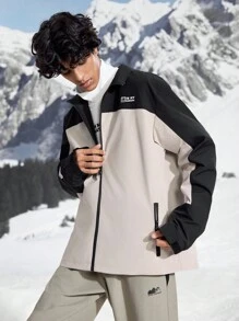 Gym Rark Men's Letter Print Contrast Color Zipper Front Loose Outdoor Casual Jacket - Multicolor - View 4