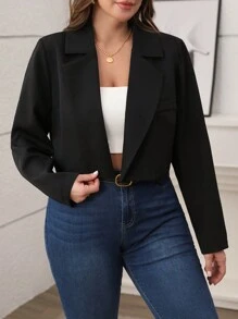 Vionelle Blazer de manga larga con bolsillos, hombros caídos y puños cubiertos, estilo francés elegante y sencillo, corte relajado y suelto, adecuado para todas las estaciones, talla grande para mujer - Negro - Ver 5