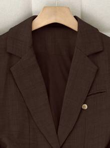 Franclia Áo sơ mi vải voan dài tay họa tiết hoa và quần âu công sở thường ngày, mọi mùa - màu nâu - Xem 4