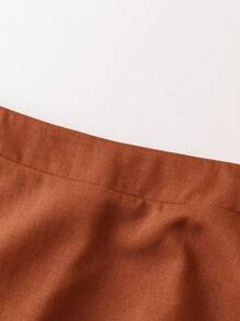 SHEIN MOOSTA Plus Size Women Ruffle Hem Vintage Flare Skirt, Casual Party Wear Maxi - Rust Brown - View 5