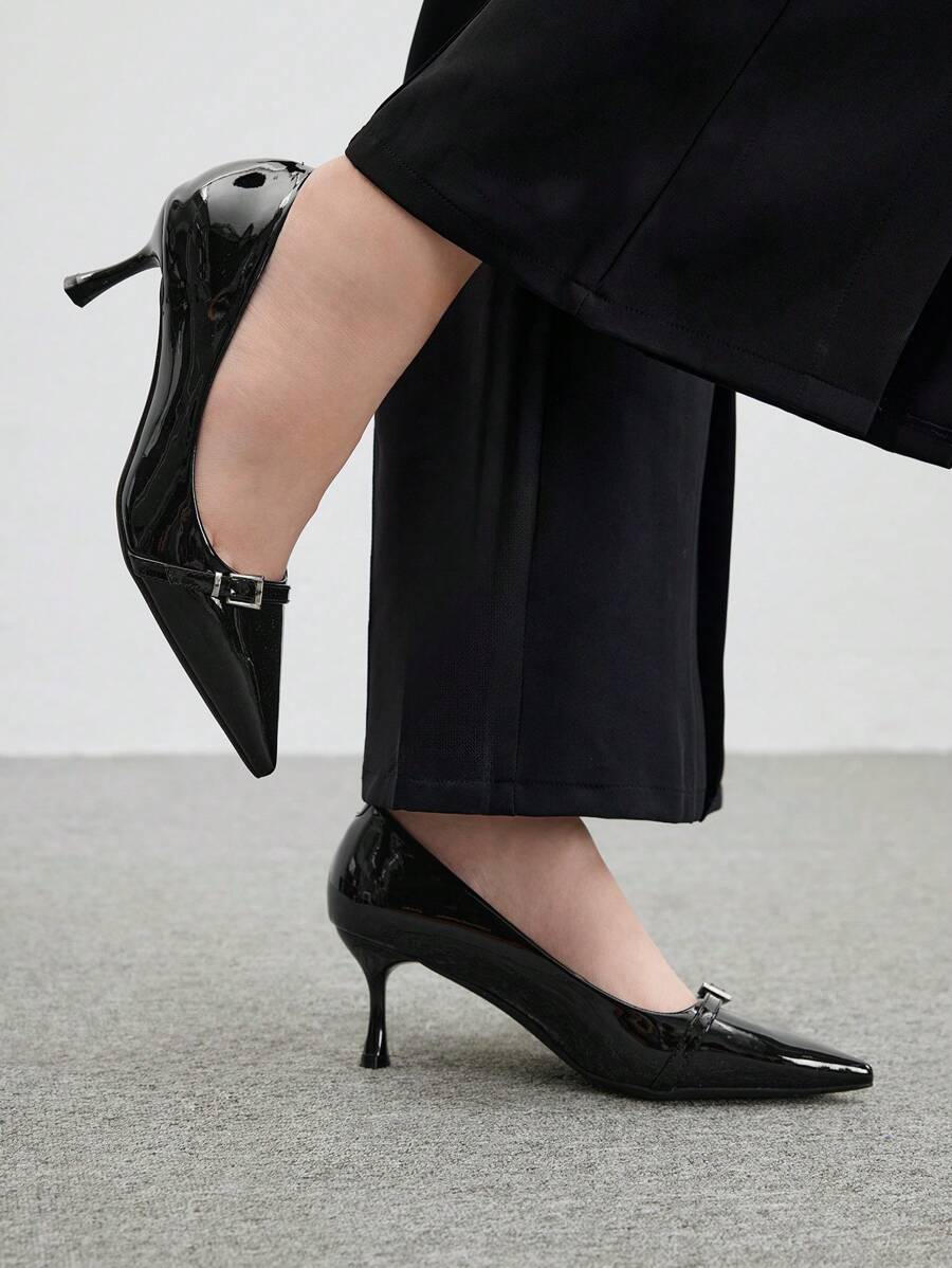CUCCOO BIZCHIC Zapatos de tacón alto puntiagudos de color negro, estilo sexy, adecuados para ir al trabajo, citas, fiestas y otras ocasiones como Año Nuevo, Día de San Valentín - Negro - Ver 1