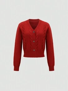 Sweetra Conjunto vintage de 2 piezas para mujer: Vestido de suéter de manga larga tejido con cable rojo, conjunto otoño/invierno Y2K para fiesta de Navidad y Año Nuevo