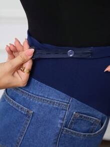SHEIN Verstellbare Taille Cargo Taschen Loose Lässig Umstandsshorts aus Denim