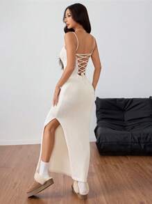 Flirla 女士系带露背针织吊带裙，设计独特