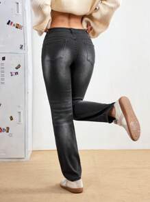 SHEIN EZwear Women Casual Wide-Leg Loose Fit Pockets Jeans