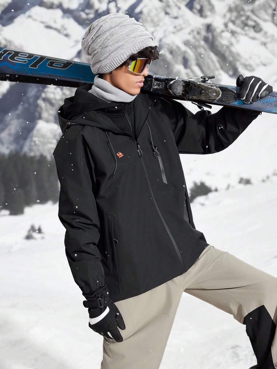 In My Nature Veste décontractée à capuche zippée avec imprimé botanique pour hommes, pour l'extérieur - Noir - Voir 1