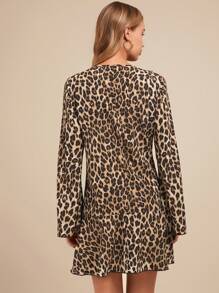 SHEIN Clasi Layered Leopard Print Mini Dress For Women