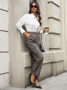 SHEIN Clasi 女式格纹直筒长裤