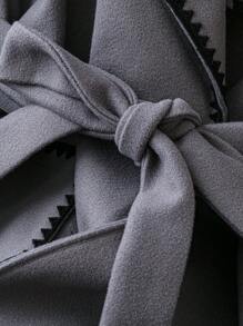 Chiquease Women's Winter Gray Woolen Coat With Collar, Large Pockets And Contrast Tapes