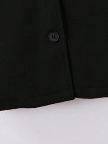 SHEIN 年轻男孩休闲简约学院风翻领厚实保暖中长款外套夹克，适合日常穿着，舒适透气，在各种场合自信而时尚。舒适温暖的面料材质适合秋冬季户外活动、派对、旅行、上学 - 黑色 - 查看 5