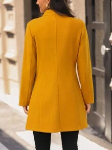 SHEIN Clasi 女士休闲度假立领修身夹克 - 黃色 - 查看 2