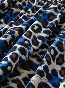 SHEIN Clasi Plus Size Leopard Print Casual Simple Dress, For Daily Wear - Multicolor - View 4