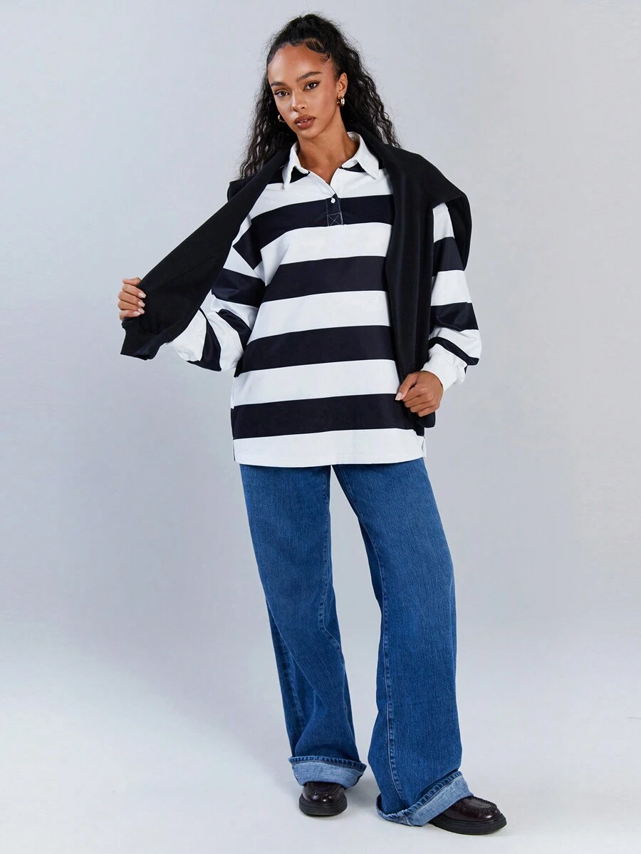 Athîral 女士休闲撞色条纹运动衫，秋季