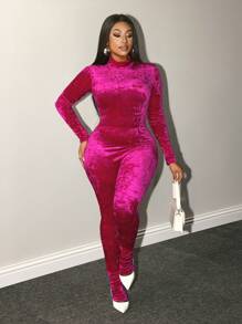 BamGleam Fashionable Solid Color Stand Collar Jumpsuit, Autumn/Winter