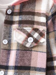 Tween Girl Plaid Hooded Jacket And Drawstring Pants 2pcs Set