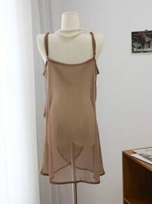 Dazy Plus Sheer Sexy Lace-Up Nightgown, All Season