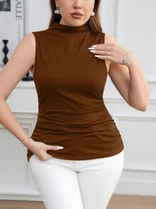 SHEIN Clasi Plus Size Casual Versatile Solid Color Slim-Fit Tank Top