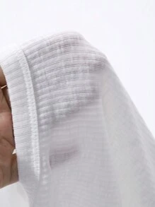 DAZY Women Square Neck Short Sleeve Slim Fit Casual Rib Knit T-Shirt - White - View 8