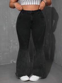 SHEIN EZwear Jeans de mezclilla casuales de talla grande, sencillos y de moda para uso diario