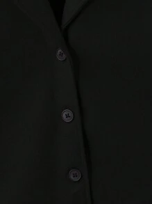 SHEIN 年轻男孩休闲简约学院风翻领厚实保暖中长款外套夹克，适合日常穿着，舒适透气，在各种场合自信而时尚。舒适温暖的面料材质适合秋冬季户外活动、派对、旅行、上学 - 黑色 - 查看 6