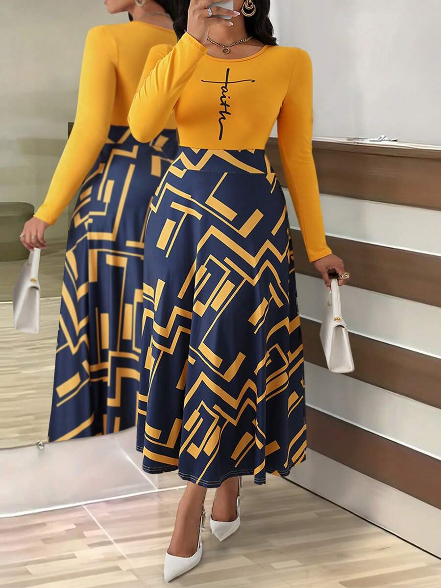 SHEIN Unity Đầm Maxi Cổ Tròn Tay Dài Màu Khối Cho Nữ Mùa Xuân/Hè Trang Phục Cho Nữ - Nhiều màu - Xem 1