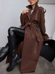 Aveloria Modichic Autumn Fashion Cloak Style Minimalist Design Mid-Length Jacket, Versatile And Stylish - Brown - View 2