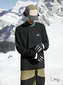 In My Nature 男士字母印花落肩长袖宽松户外T恤 - 黑色 - 查看 4