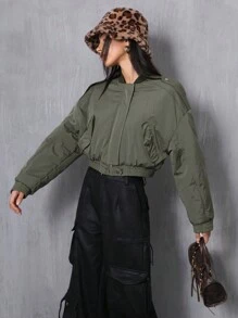 Aveloria Affinna 女士休闲时尚肩带短款飞行员夹克加厚保暖聚酯纤维合成保暖冬季外套冬季夹克夹克，秋冬装加厚加垫外套